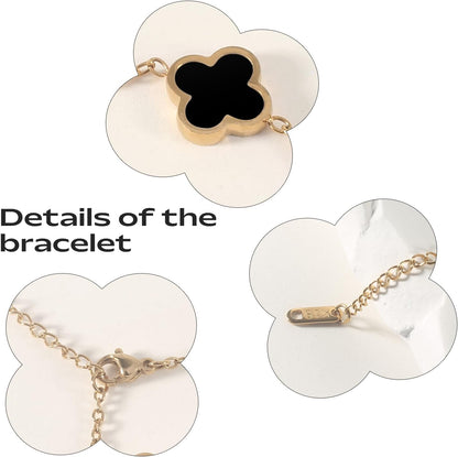 18K Gold Plated Clover Bracelet for Women Lucky Four Leaf Flower Dupe Bracelet Set Trendy Jewelry Birthday Gifts for Women/Mom/Friends/Sister/Besties