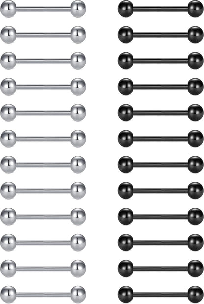 VCMART 12Mm-18Mm 14G Tongue Rings Nipple Straight Barbells Surgical Steel Body Piercing Jewelry