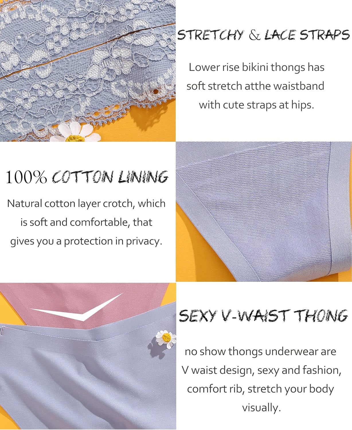 Close-up of recycled material fabric on FINETOO thong panty
