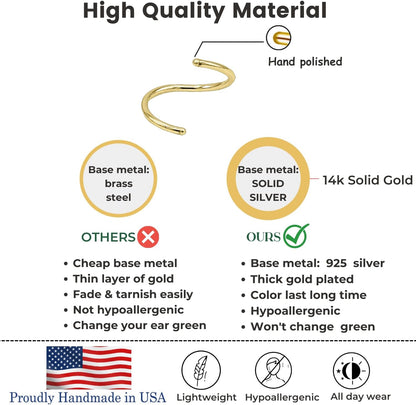 LUCKYJEWUS 14K Gold Nose Rings Hoops for Women 22 Gauge, Small Thin Nose Piercing Jewelry, 3Pcs 8Mm 22G