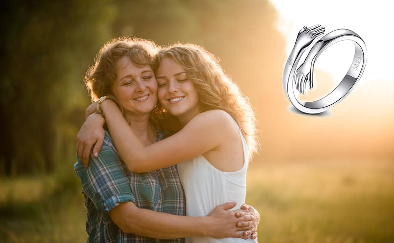 To My Daughter Hug Hope Rings, I Love You Foreve Motivational Stainless Steel Spiral Wrap Twist Open Adjustable Healing Ring Inspirational Gift Jewelry