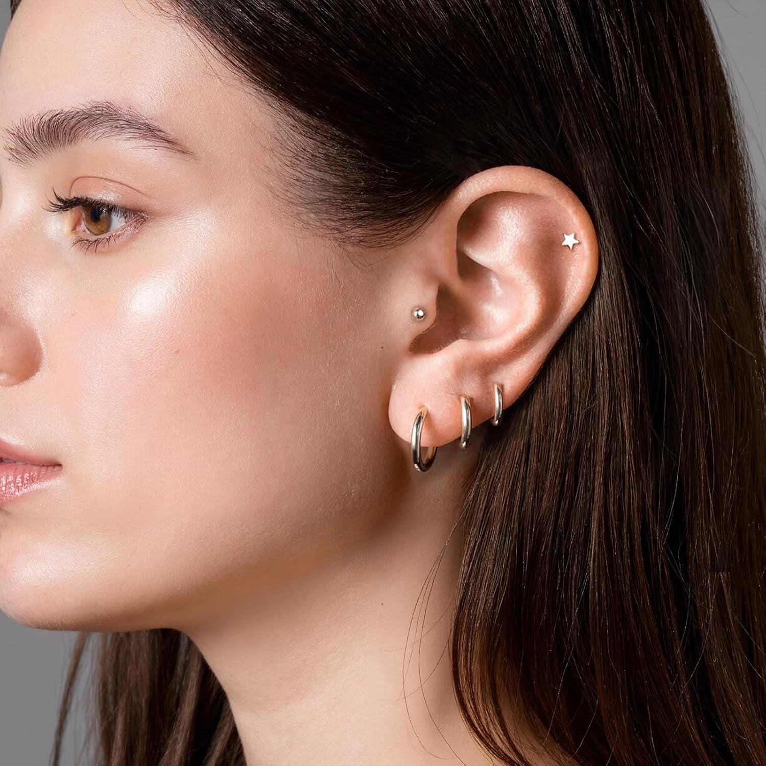 Flat Back Stud Earrings Cartilage Earrings for Women Men Hypoallergenic Threadless Flat Back Earring Surgical Steel Earring Tragus Helix Labret Lip Medusa Conch Body Piercing Jewelry