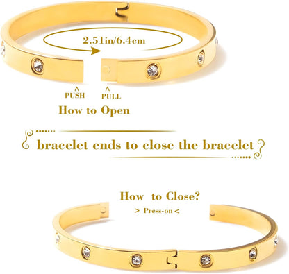 Cubic zirconia stones on gold plated bangle bracelets