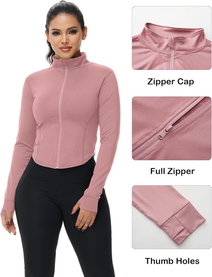 Dalavch slim fit athletic jacket displayed showing cropped length