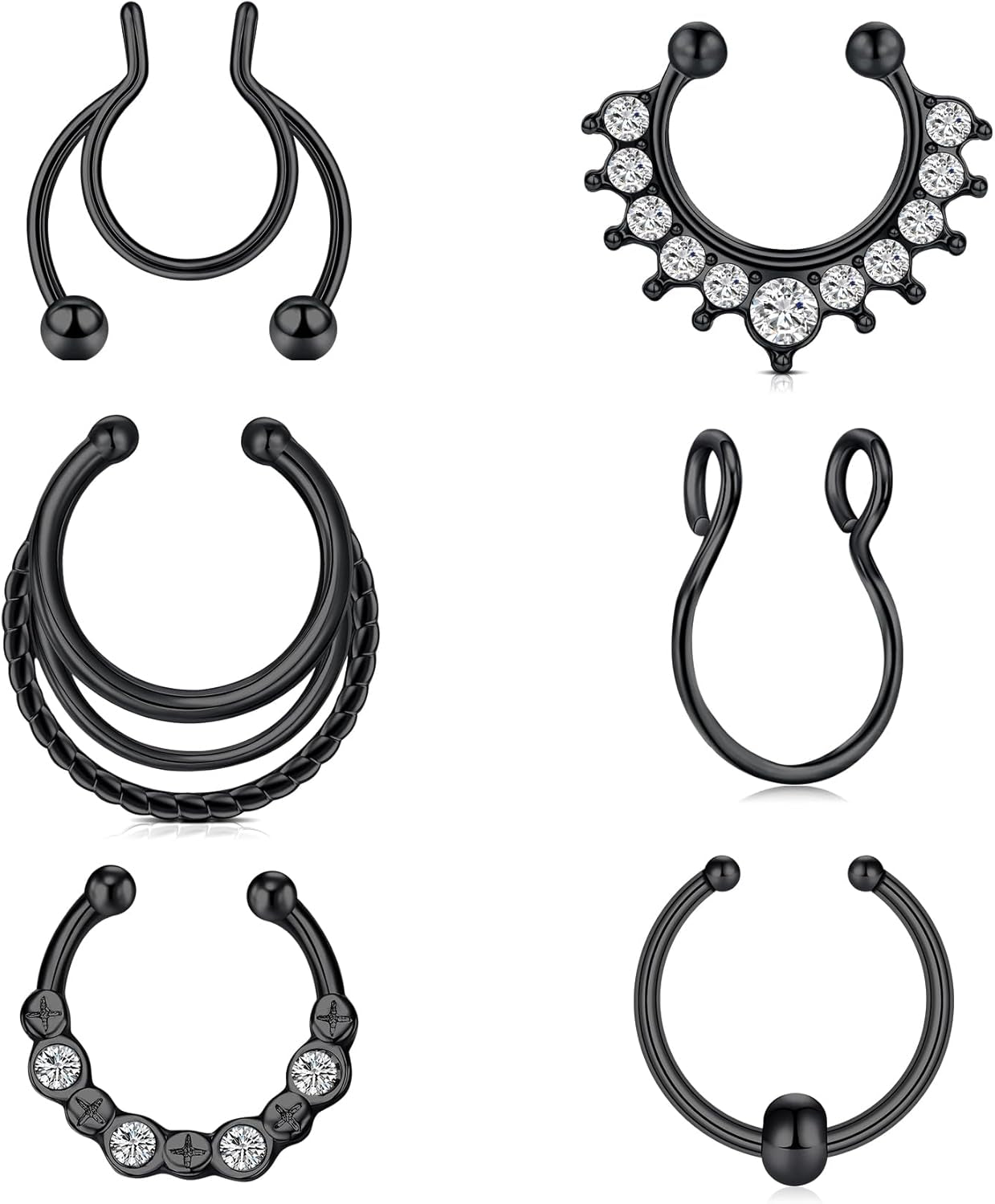 QWALIT Fake Septum Ring Fake Septum Piercing Faux Septum Nose Rings Fake Nose Ring Septum Fake Septum Nose Ring Clip on Septum Nose Ring Faux Septum Piercing Fake Septum Hoop Fake Septum Jewelry