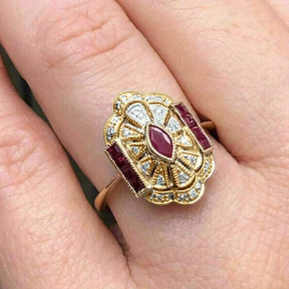 Luxury boho statement ring with cubic zirconia stones detail