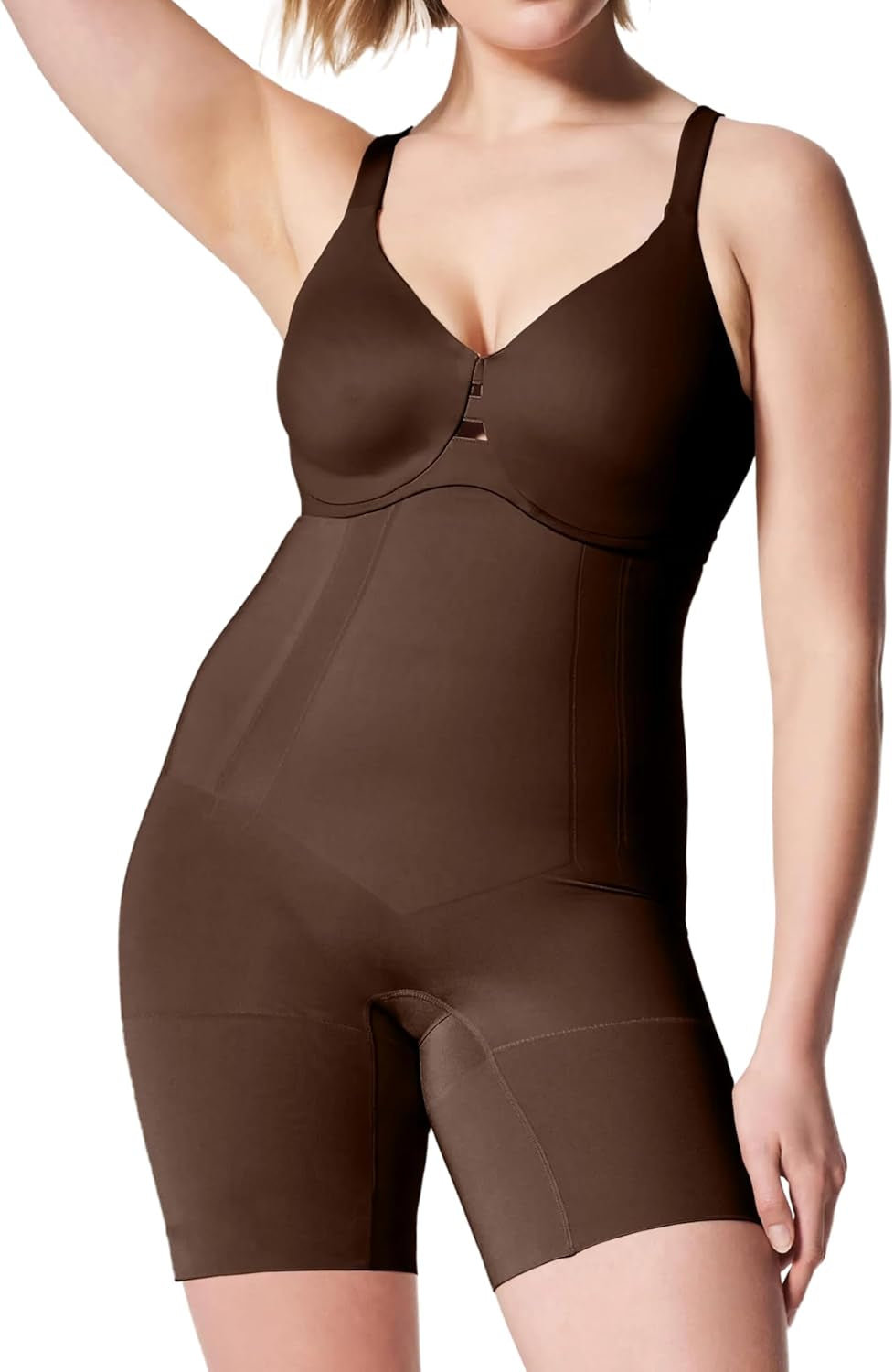 SPANX Oncore shapewear shorts laying flat showing construction