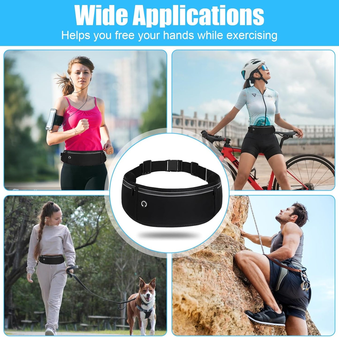 Side profile of adjustable running waist pack with reflective trim for visibility