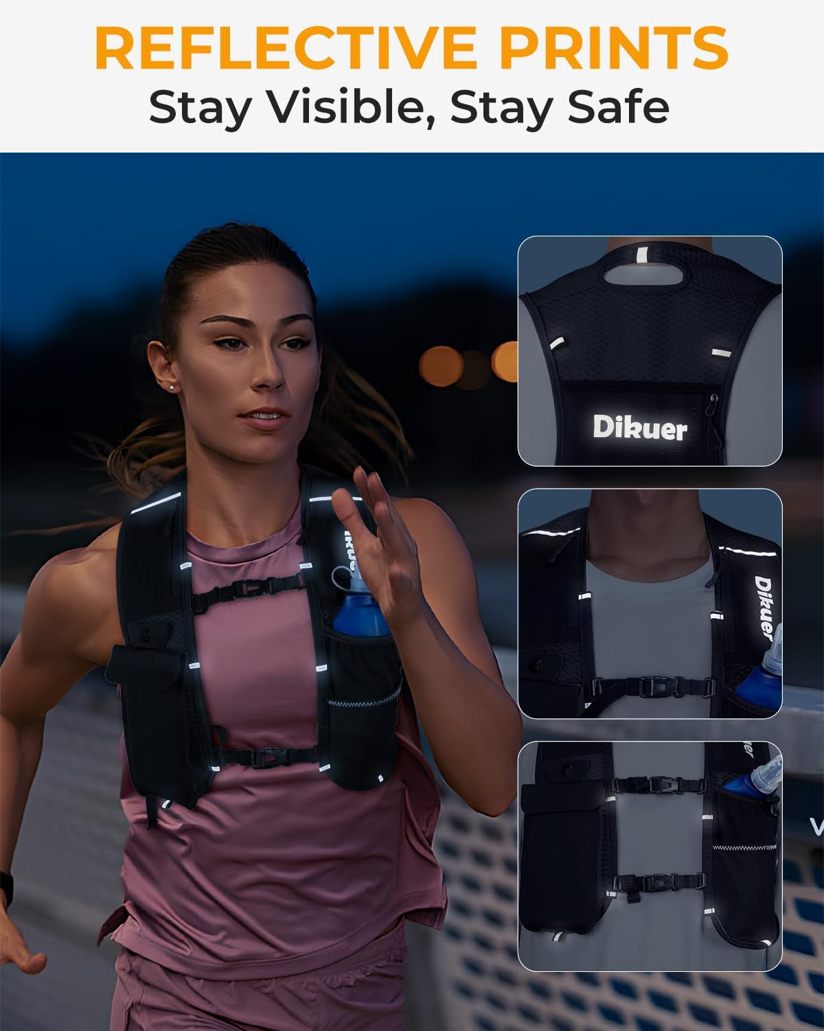Adjustable chest strap hydration vest fit demonstration