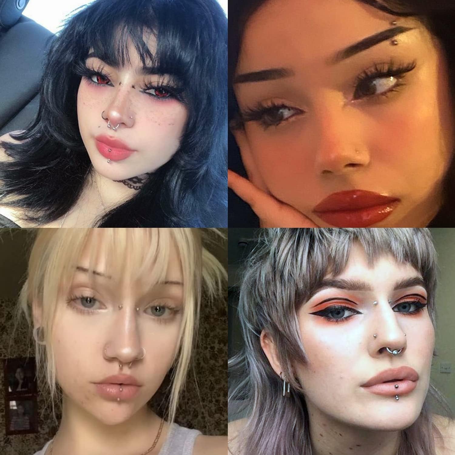 Bodyace 24Pcs Fake Nose Lip Labret Studs Eyebrow Rings, 3Mm 4Mm Replacement Balls Long Spike Cone with Eyelash Glue, Non-Piercing Body Jewelry Fake Skin Piercing