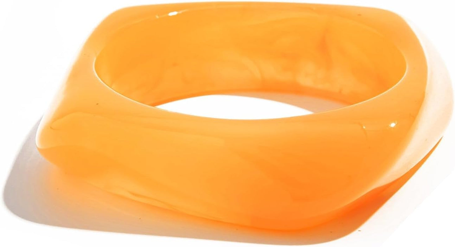 Chunky Acrylic Transparent Candy Color Geometric round Square Cuff Bangle Bracelet Set for Women Resin Wristband Statement Jewelry