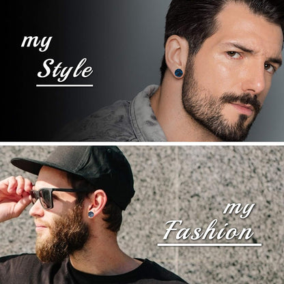 Sailimue 15 Pairs Mens Stud Earrings Set Stainless Steel Ear Piercing Faux Cheater Illusion Plugs Tunnel Flat Back Stud Earrings Fake Gauges Earrings for Men Women