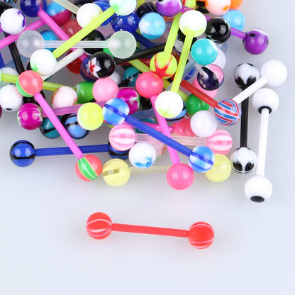 Crazypiercing Wholesale 14G Tongue Rings Barbells Assorted Colors 110 PCS Acrylic Ball