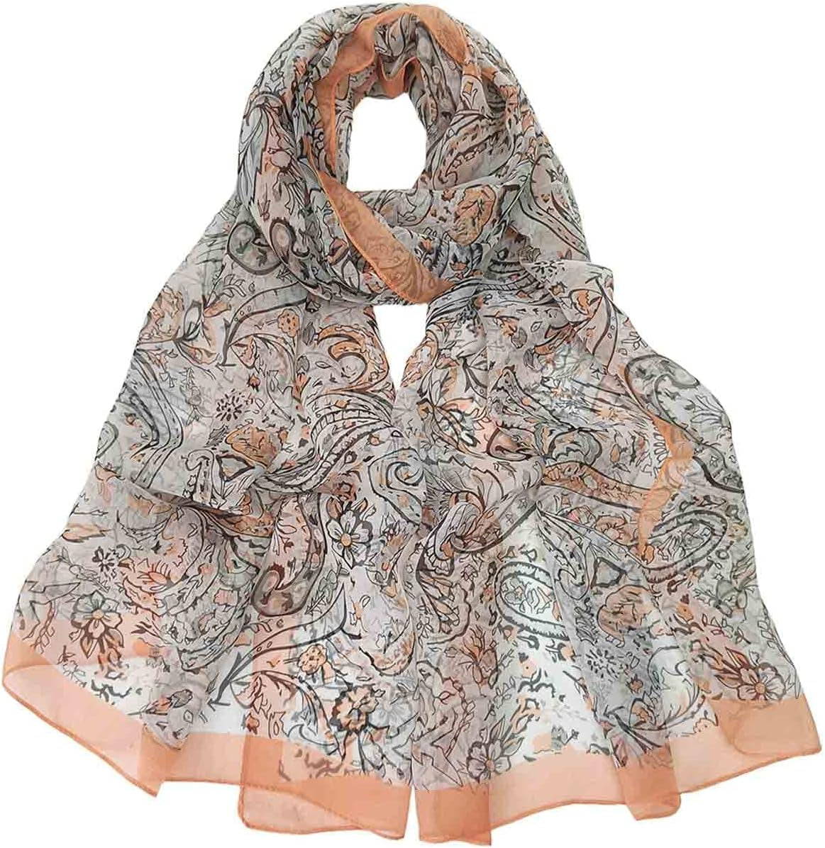 Pokeedioty Scarfs for Women Lightweight Scarves Elegant Floral Pattern Sheer Scarfs Shawls Wraps