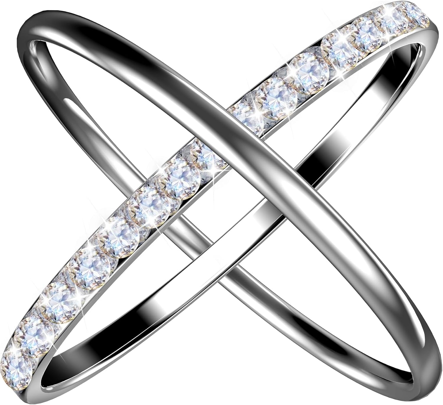 Cubic zirconia simulated diamond stackable band set