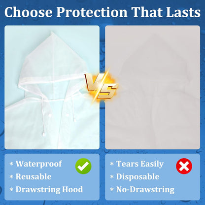 Waterproof EVA raincoat poncho draped over casual clothing