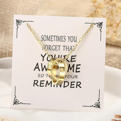 18K Gold-Plated Interlocking Circles Love Necklace for Women, Adjustable Stainless Steel Silver Pendant Necklace, Unique Gifts for Women on Birthday Christmas Valentines