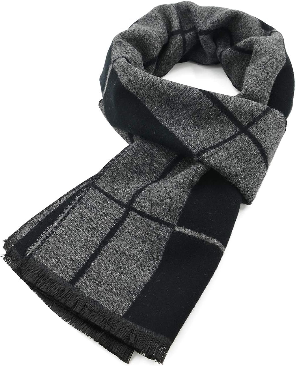 American Trends Mens Winter Warm Long Soft Scarf Plaid Tassel Scarf for Men Soft Classic Scarves