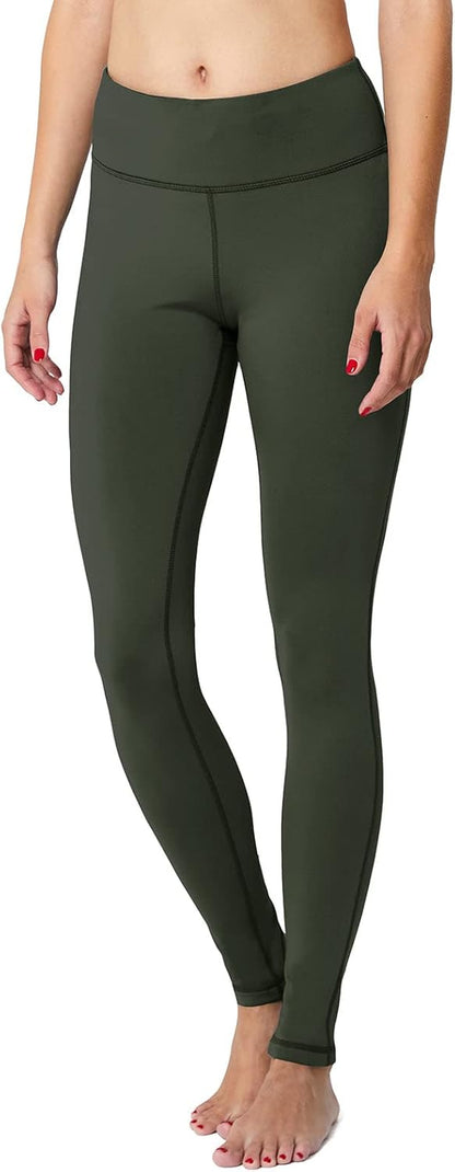 Woman exercising outdoors in winter fleece-lined leggings