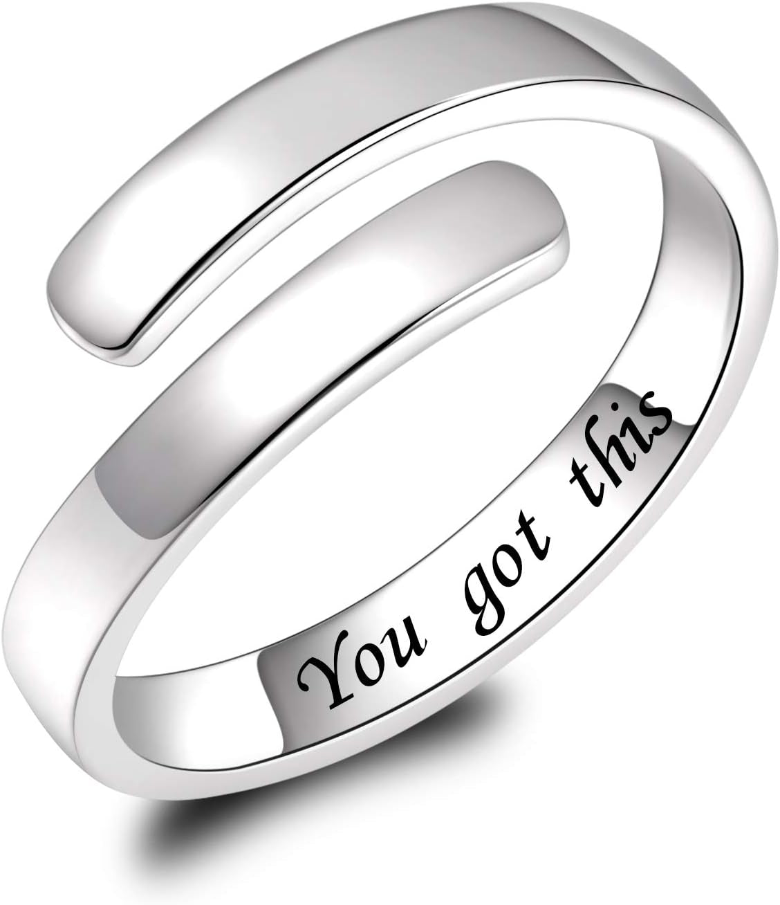 BEILIN 925 Sterling Silver Inspirational Jewelry Rings Adjustable Ring Personality Encouragement Gift for Teens Women