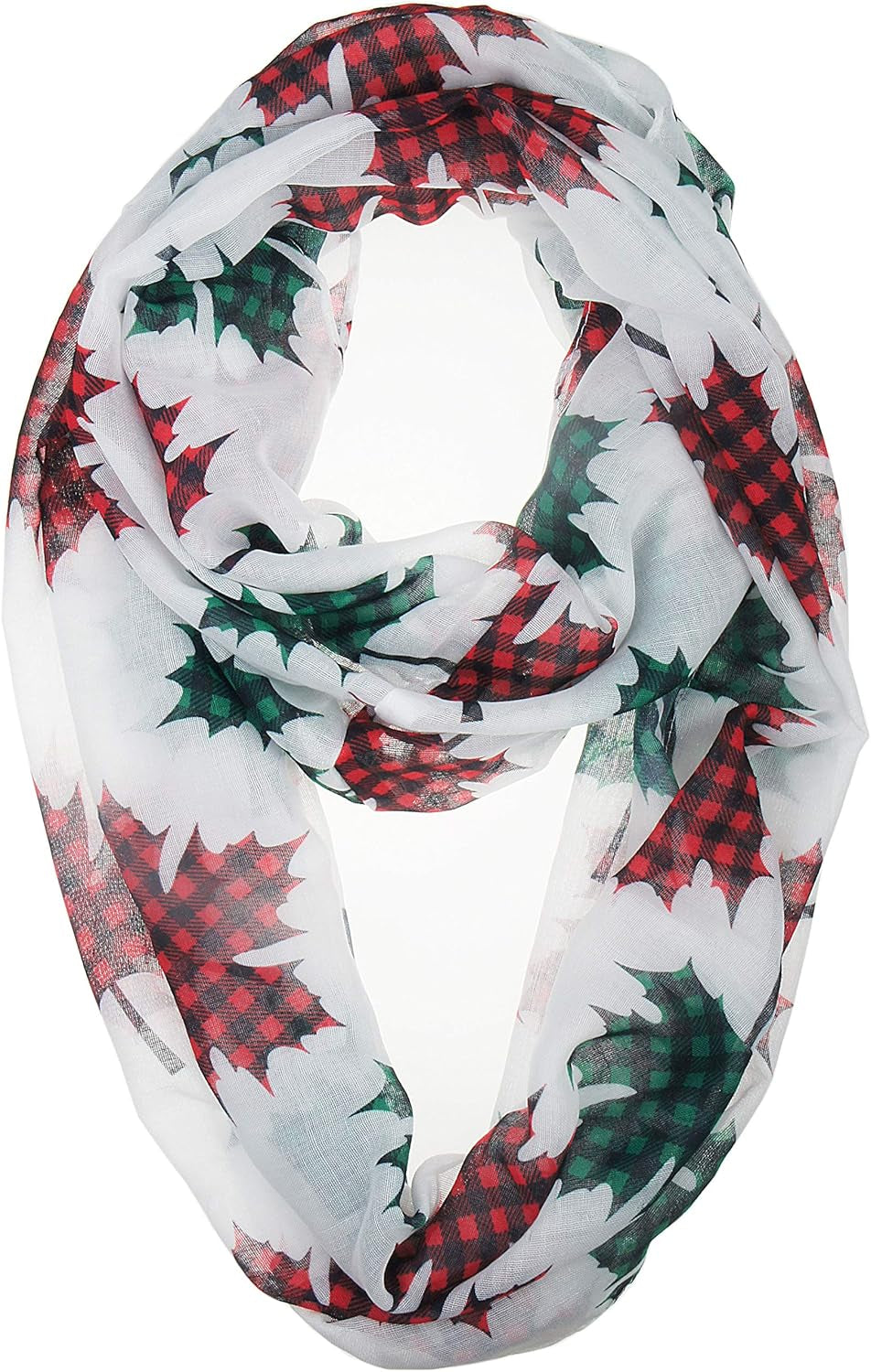 VIVIAN & VINCENT Gift Wrapped Fall Winter Soft Lightweight Holiday Sheer Infinity Christmas Scarf for Women Girls