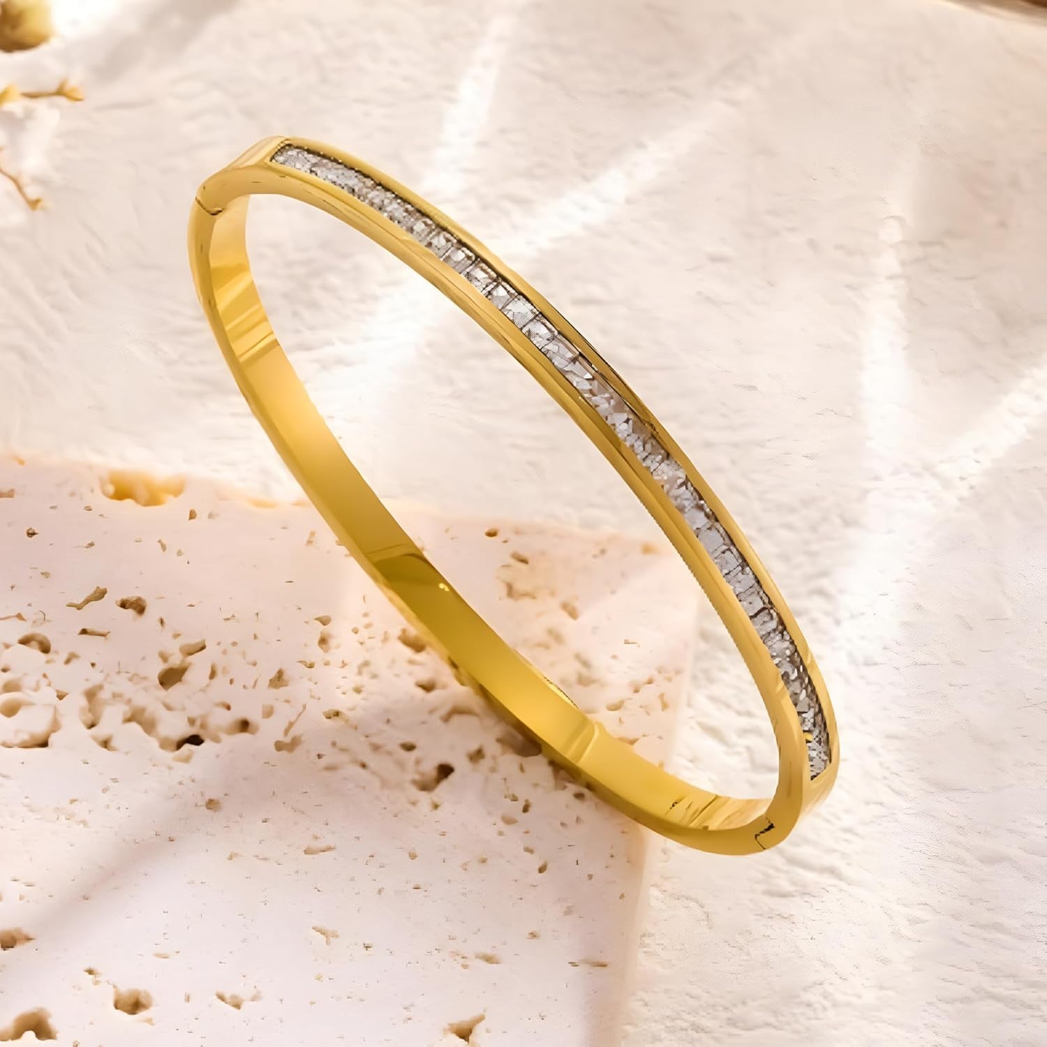 Celestial style 18K gold plated bangle bracelet