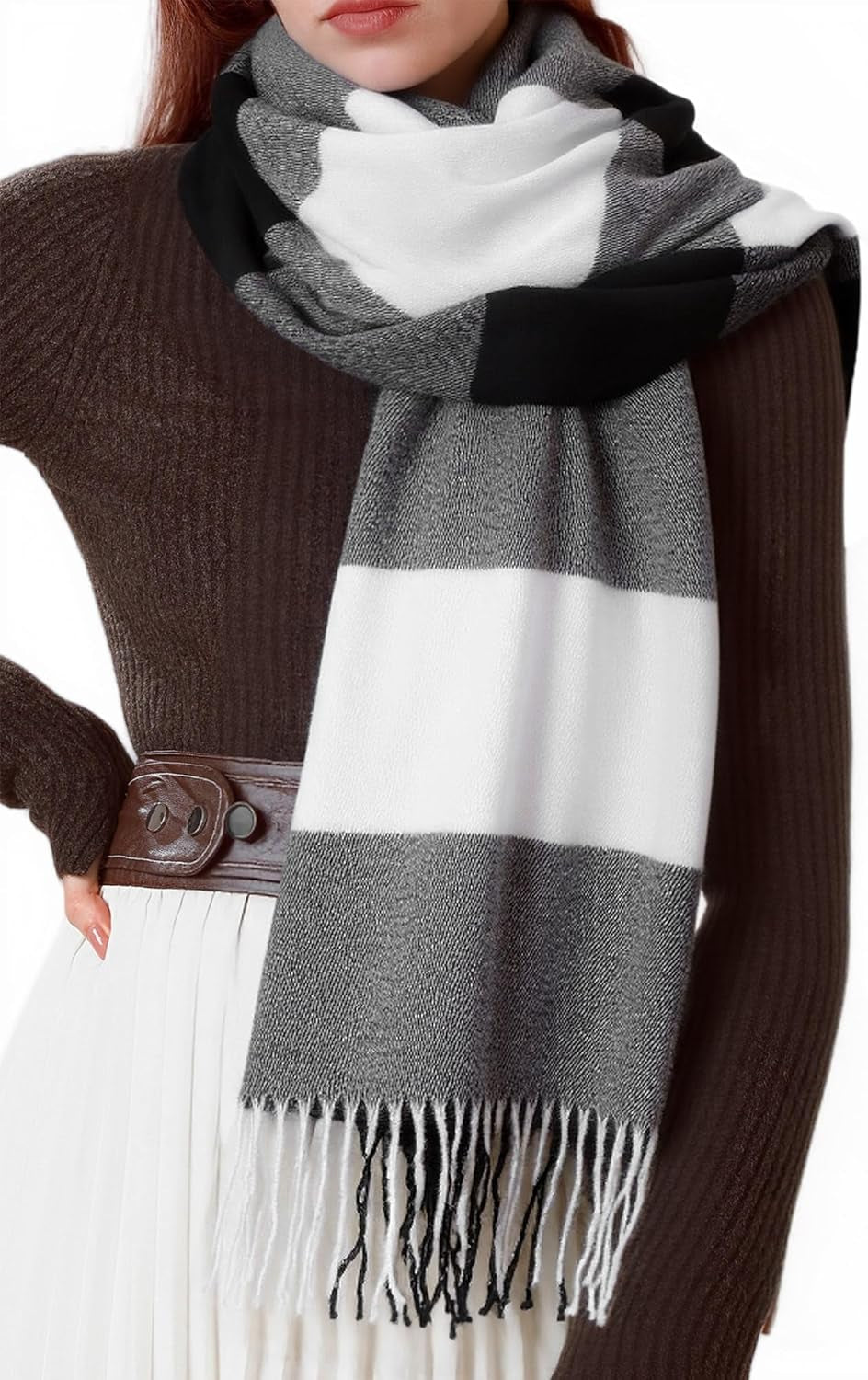 Womens Scarf Winter Blanket Large Scarves Thick Soft Warm Plaid Chunky Scarfs