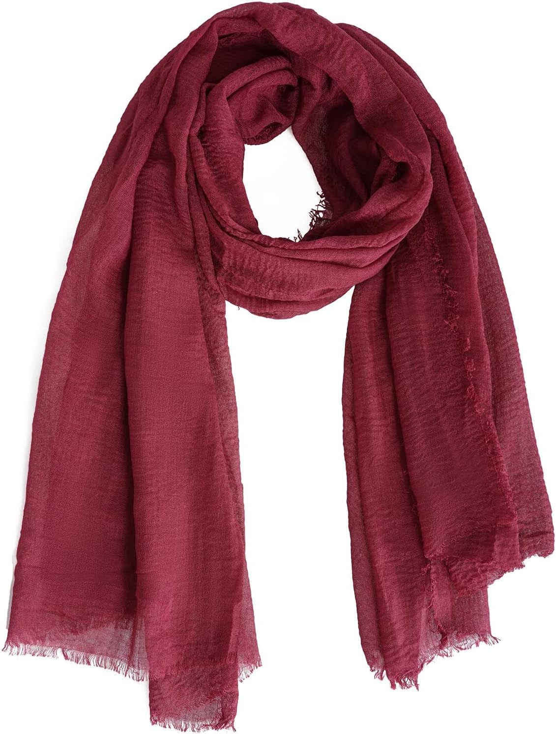 Women Summer Cotton Blend Crinkle Vintage Soft Long Scarf Linen Beach Shawl Wrap