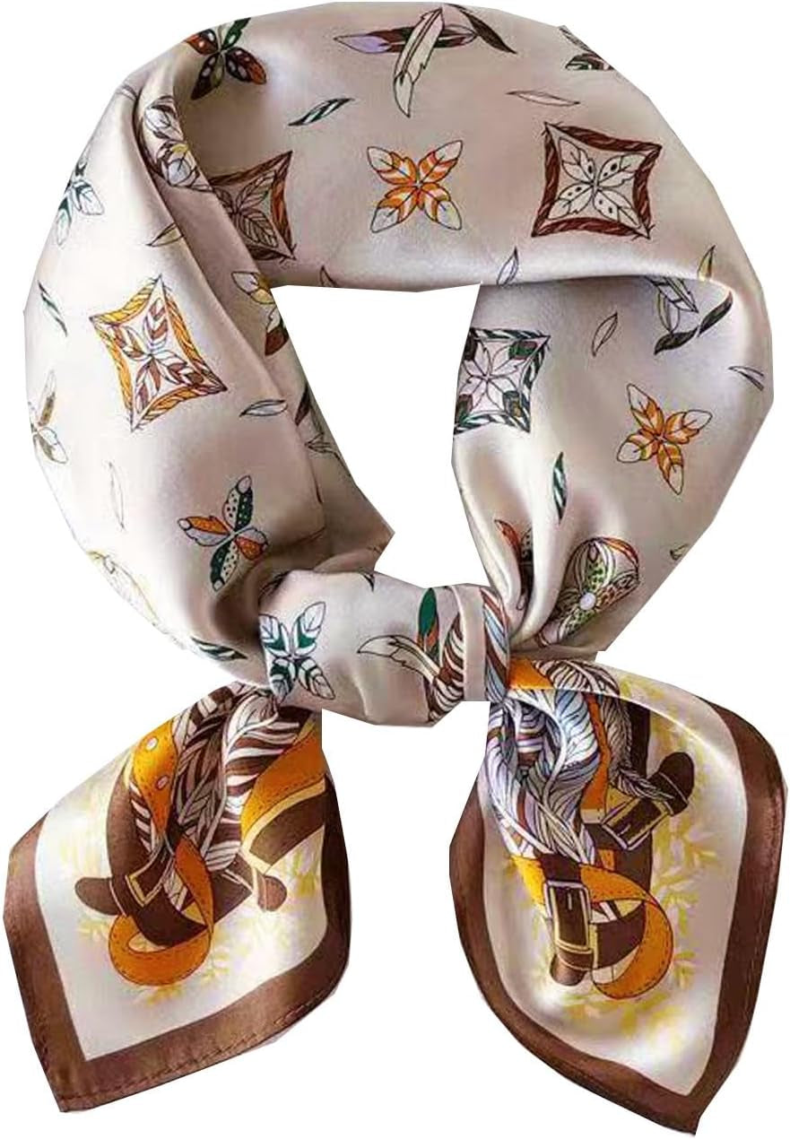 Hexchasty Head Hair Scarf Satin Silk Feeling Scarves for Women Lightweight Fashion Bag Purse Scarf for Handbags Accessories