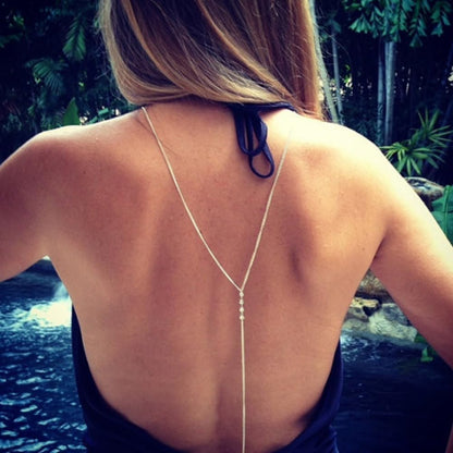 Rhinestone Back Chain Necklace Bridal Wedding Backdrop Body Jewelry for Women Summer Body Chain Necklace Shoulder Back Chain