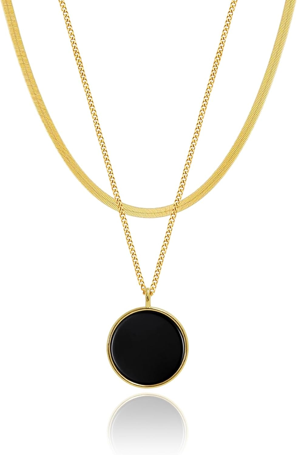 Layered Necklace for Women, 2 Strand Stainless Steel Chains with Clover, Butterfly or Heart Pendant, Dainty Fashion Jewelry Gift