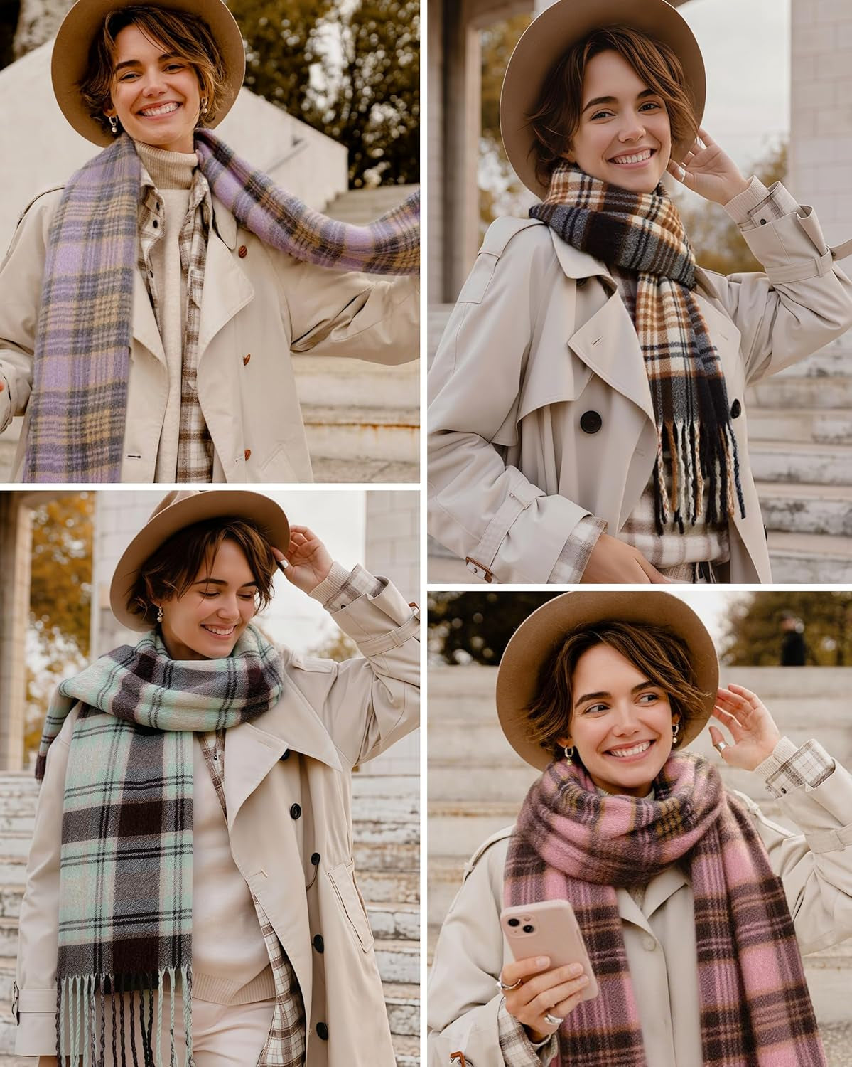 DOFOWORK Winter Scarf for Women - Winter Scarves for Women/Men 81"×18" Tassel Blanket Scarf Womens Scarves Wraps