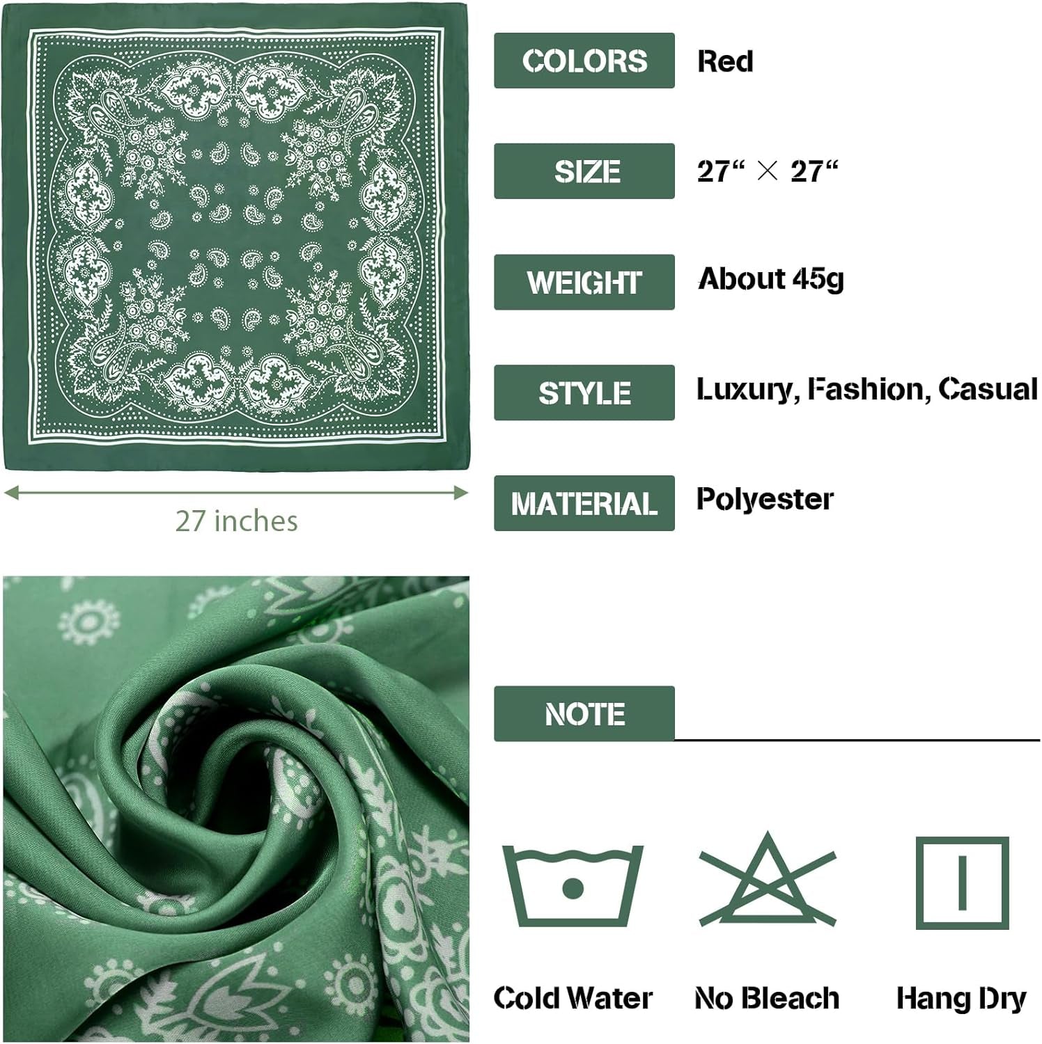 Syhood 4 Pcs 27'' Square Satin Head Scarves Satin Bandanas for Women Halloween Headband Silk Feeling Scarves Boho Headwear