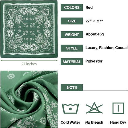 Syhood 4 Pcs 27'' Square Satin Head Scarves Satin Bandanas for Women Halloween Headband Silk Feeling Scarves Boho Headwear