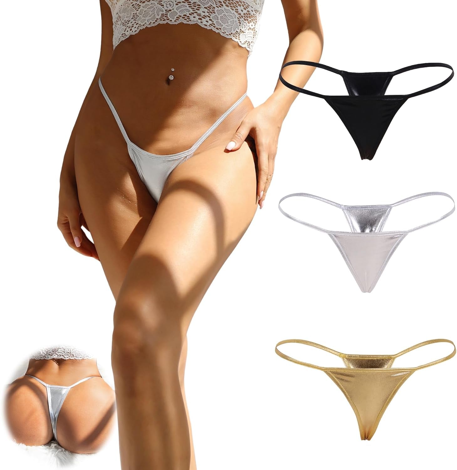 Low rise leather thong g-string style