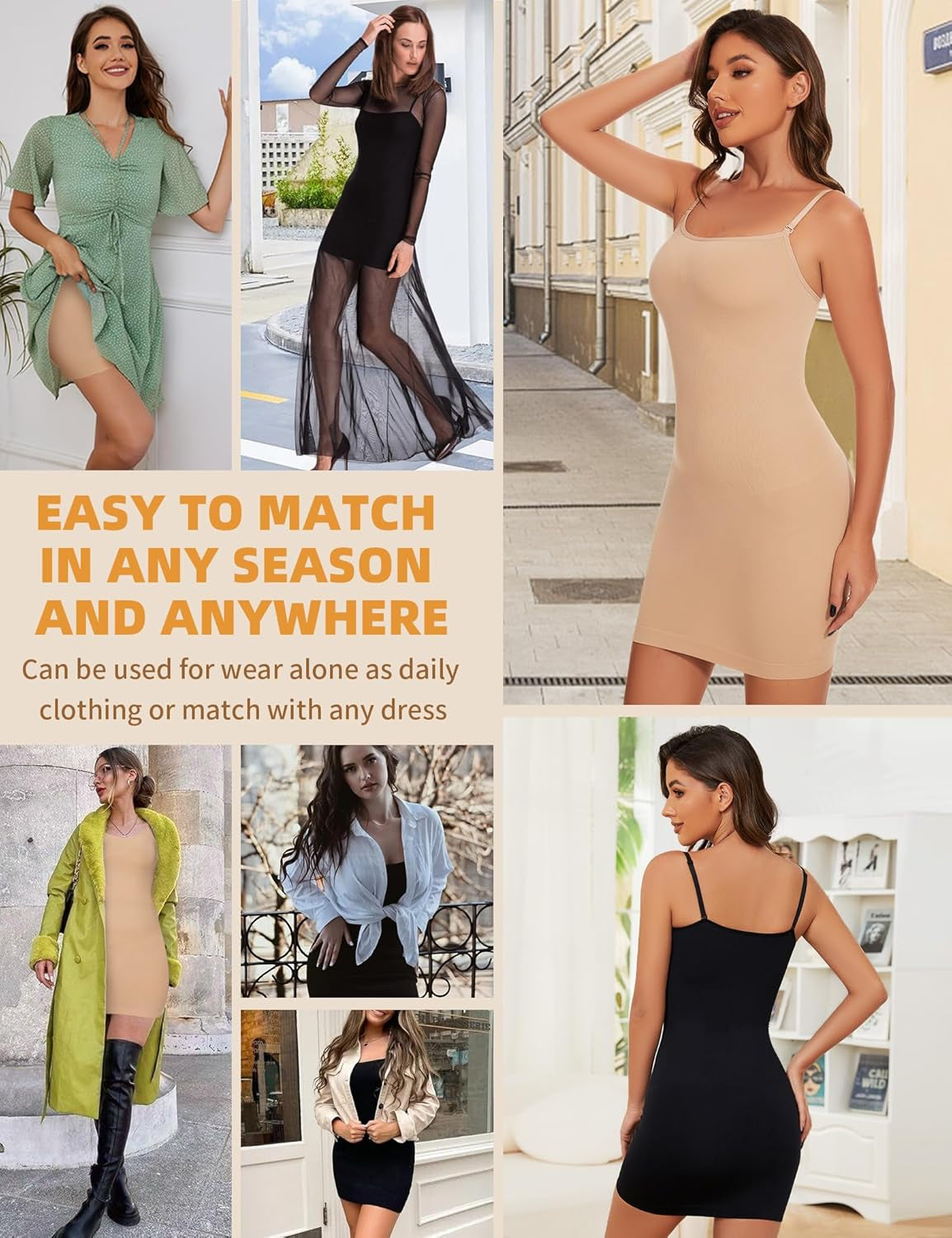 SLIMBELLE shapewear slip with changeable spaghetti straps