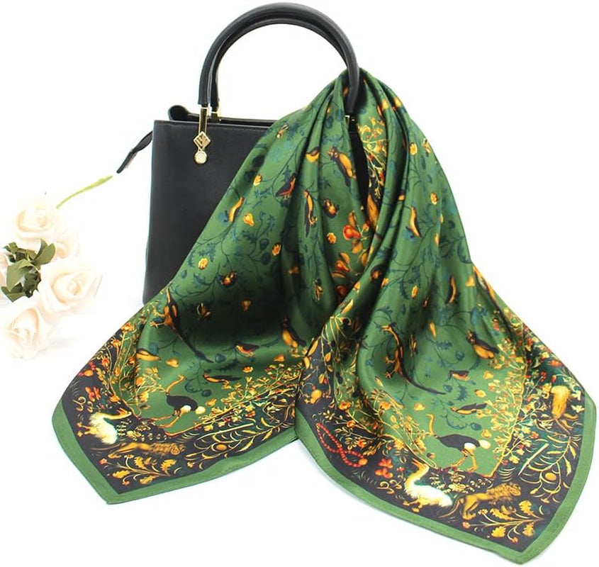 ANDANTINO 100% Mulberry Silk Square Scarf for Hair-25.6" X25.6'' Women Men Natural Silk Neckerchief Digital Printed Headscarf