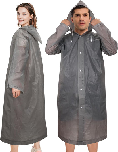 Full-length view of woman wearing reusable rain poncho coat