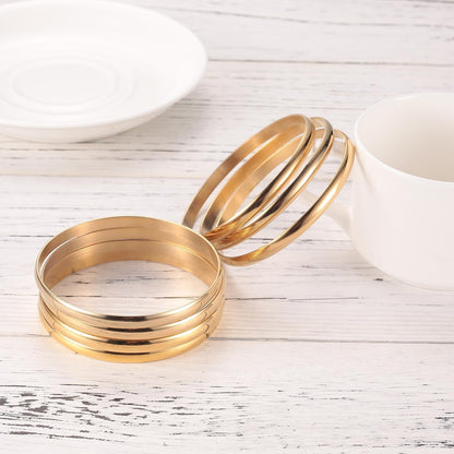 Castillna 14K Gold Plated Gold Bangle Bracelets for Women Christmas Birthday Gifts, Set of 7 Pieces