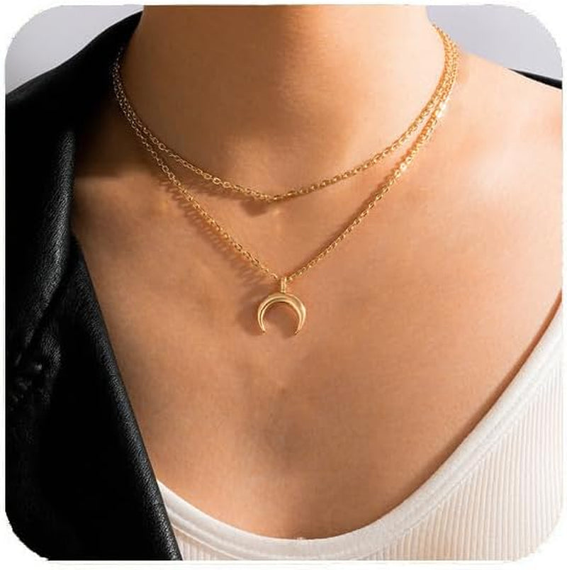 Gold Charm Necklace for Women Star Pearl Charms Pendant Neckalces Dainty 14K Gold Plated Summer Beach Ocean Jewelry Gifts