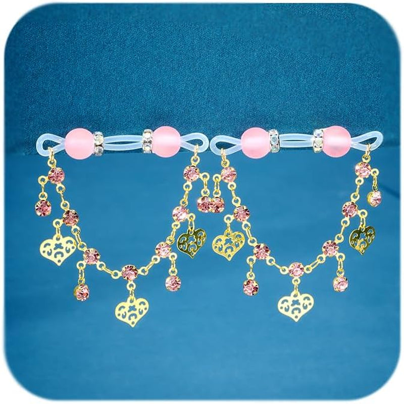 QWALIT Fake Nipple Piercing Fake Nipple Rings Adjustable Elastic Nooses Silicone Ball Cute Pearl Non Piercing Faux Body Jewelry for Women Comfortable Valentine'S Day