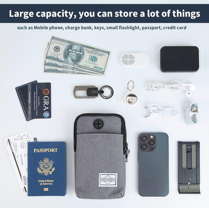 Sport armband wallet with earphone hole and card pockets