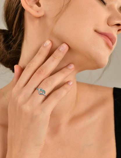 YL Love Knot Heart Promise Ring 925 Sterling Silver Infinity Rings Birthstone Anniversary Band for Women
