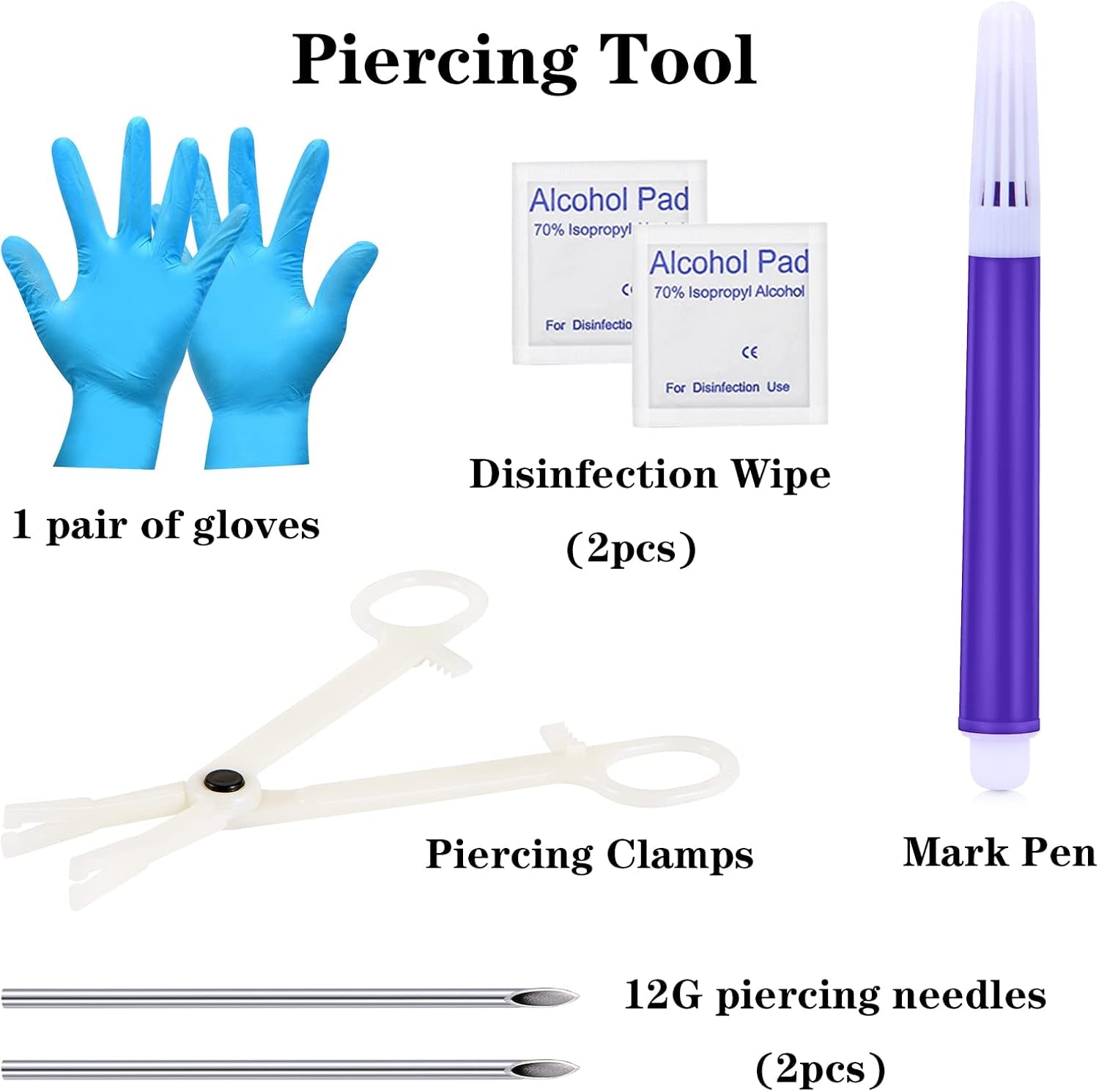 DJCIW Belly Button Piercing Kit,14G Sparkling Cubic Zirconia Dangle Ring with 12G Piercing Needles and Clamp,10Mm 12Mm Surgical Steel Implant Grade Jewelry for Safe Body Piercing Starter Kit