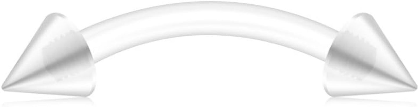 Ruifan Clear UV Flexible Bioflex Acrylic Body Piercing Jewelry Kit Set for Nose Septum Horseshoe Earring Eyebrow Tongue Nipple Lip Ring Stud 14G 16G