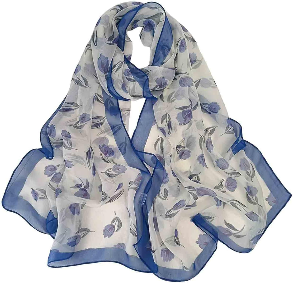 Pokeedioty Scarfs for Women Lightweight Scarves Elegant Floral Pattern Sheer Scarfs Shawls Wraps