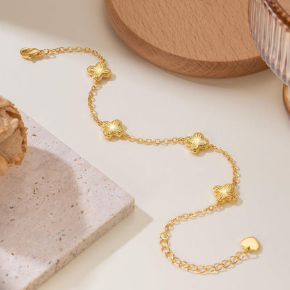 Gold Bracelets for Women 14K Gold Bracelets for Women Clover Bracelet for Womens with Adjustable Chain Lucky Dainty Four Leaf Clover Bracelet for Womens
