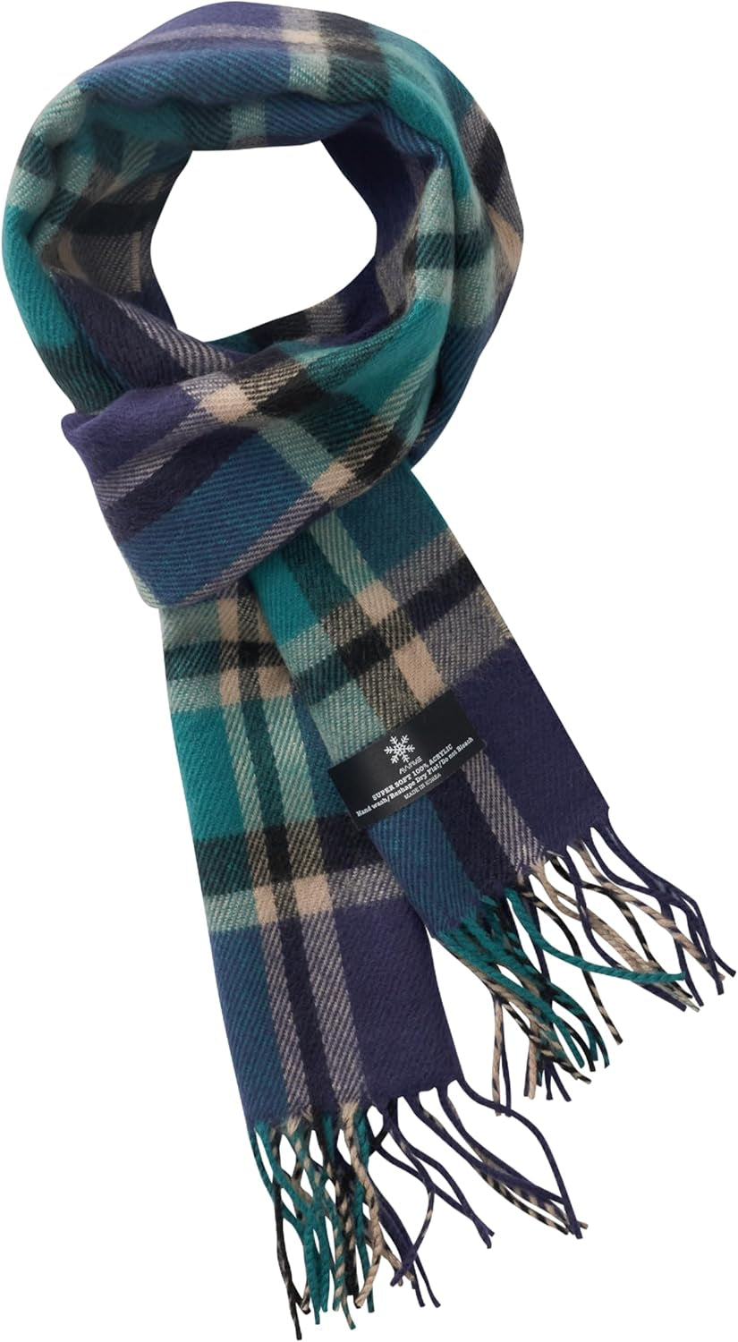 A.WAVE Premium Soft-Touch Plaid Tassel Scarf for Men, Elegant Winter Wrap