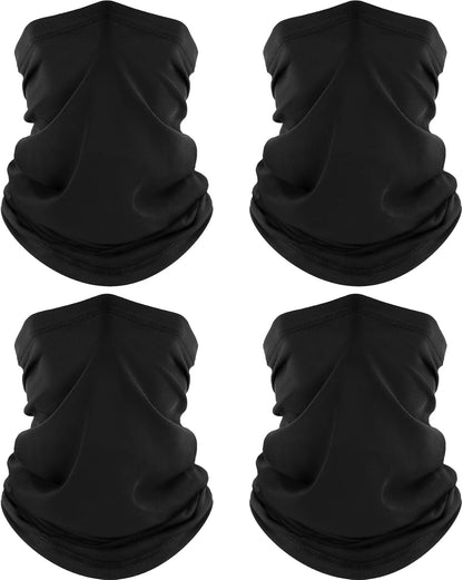 4 Pack Neck Gaiter, Cooling Breathable Face Mask UV Protection Scarf Hiking Bandana for Men/Women