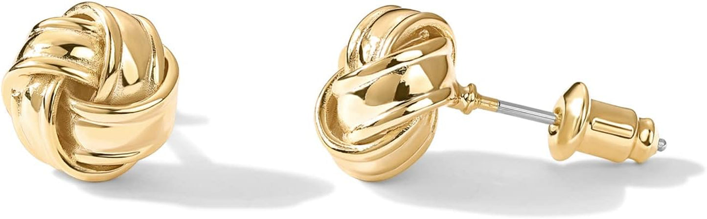 PAVOI 14K Gold Plated 925 Sterling Silver Post Love Knot Stud Earrings | Gold Earrings for Women